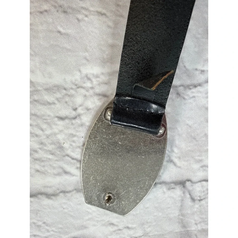 Coldwater Creek Leather Belt Womens Medium Black Excellent Stone Buckle Boho